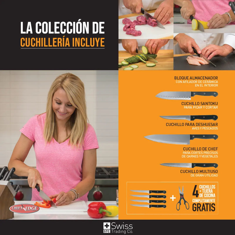 Chefs Edge 10Pz Acero C Bloque Afilador