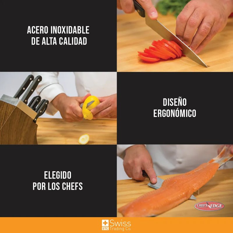 Chefs Edge 10Pz Acero C Bloque Afilador
