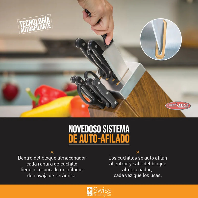 Chefs Edge 10Pz Acero C Bloque Afilador