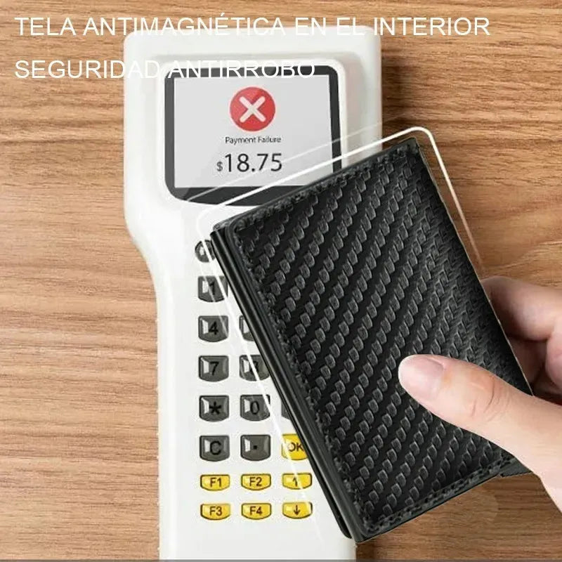 Billetera 1 Ranura Fibra De Carbon Negro