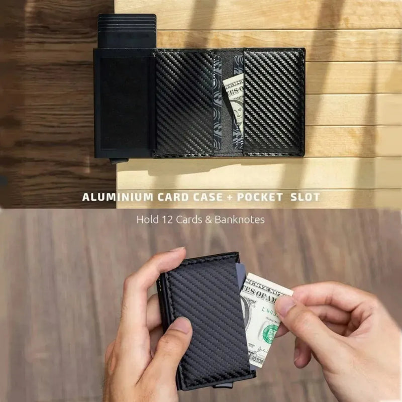 Billetera 1 Ranura Fibra De Carbon Negro