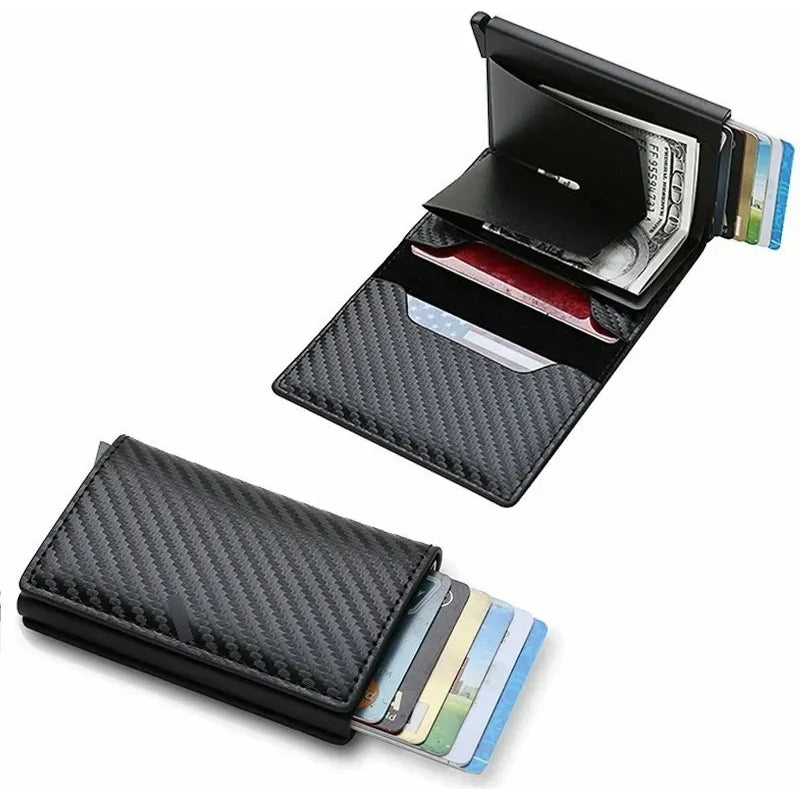 Billetera 1 Ranura Fibra De Carbon Negro