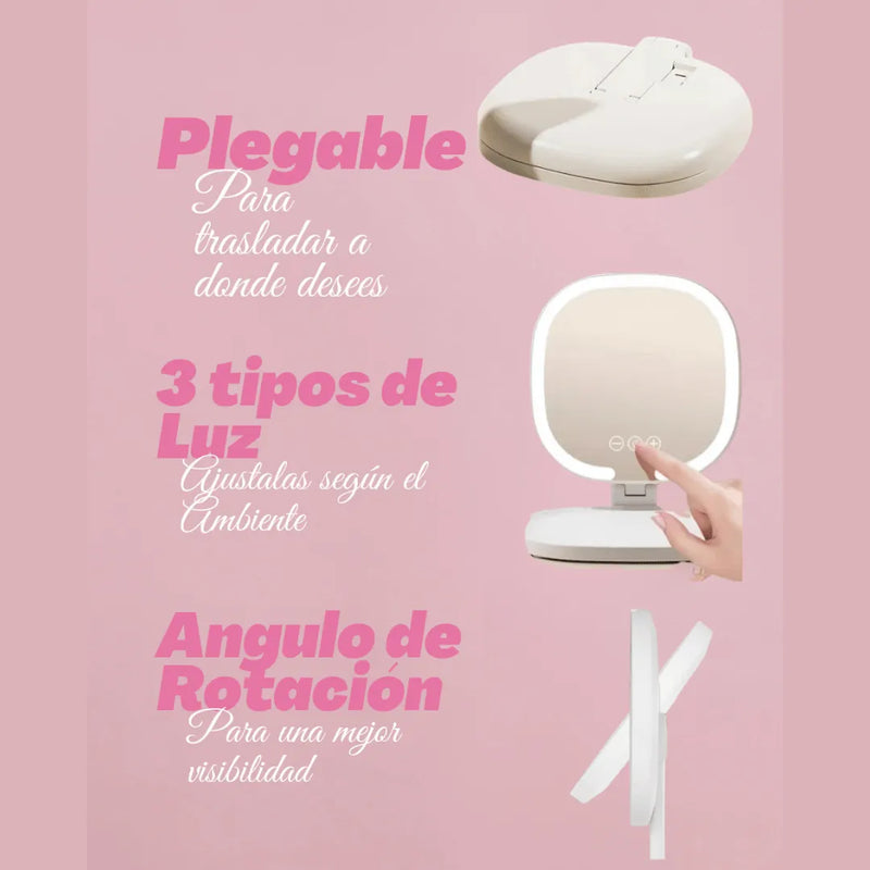 Espejo Luz Led Plegable Portatil