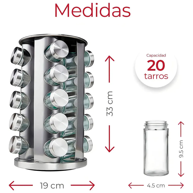 Especiero Giratorio Acero Inoxidable 20U