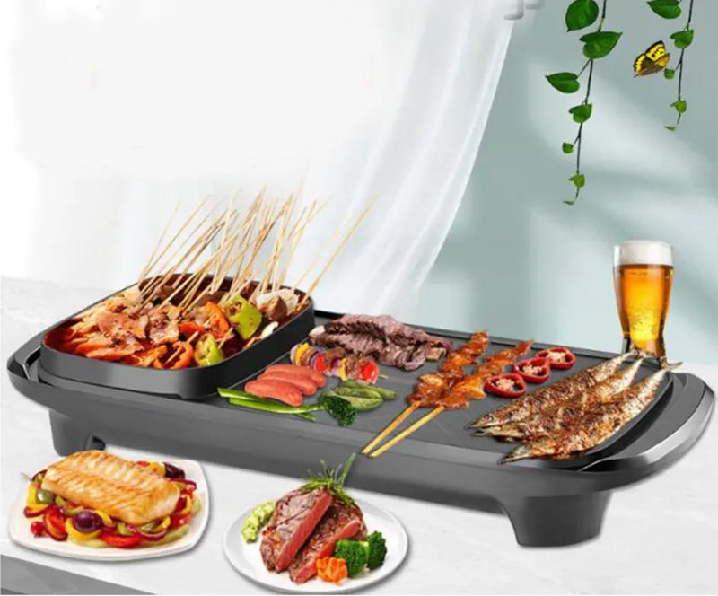 Parrilla Eléctrica 2 En 1 Olla Asador