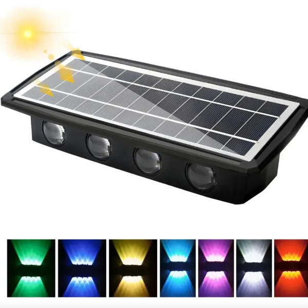 Aplique Lampara Pared 8 Led Solar Rgb