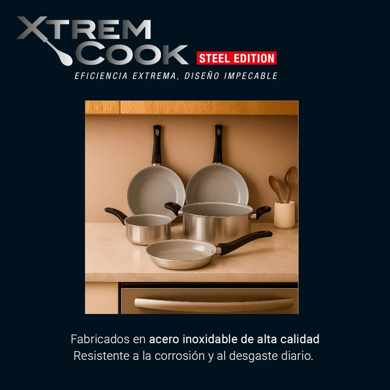 Batería De Cocina Xtrem Cook Steel 4 Pz
